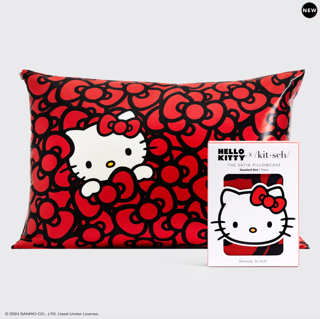 Hello Kitty x Kitsch Satin Pillowcase - Hello Kitty Bathes in a Sea of Bows 1pk