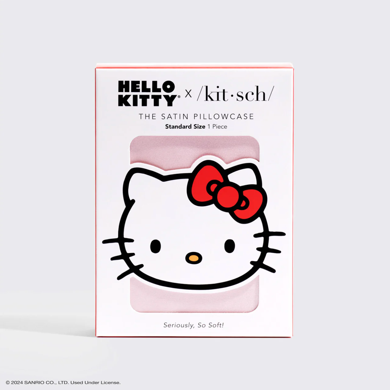 Hello Kitty x Kitsch Satin Pillowcase - Solid Pink Hello Kitty Face