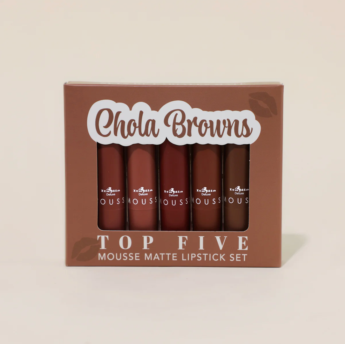 Italia Deluxe Top Five 5-PCS Mousse Matte Lipstick Set - Chola Browns