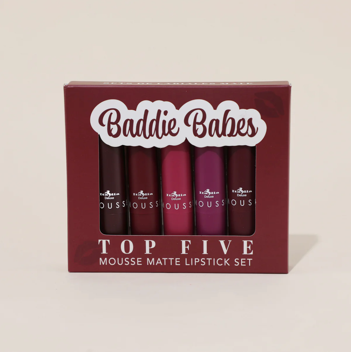 Italia Deluxe Top Five 5-PCS Mousse Matte Lipstick Set - Baddie Babe