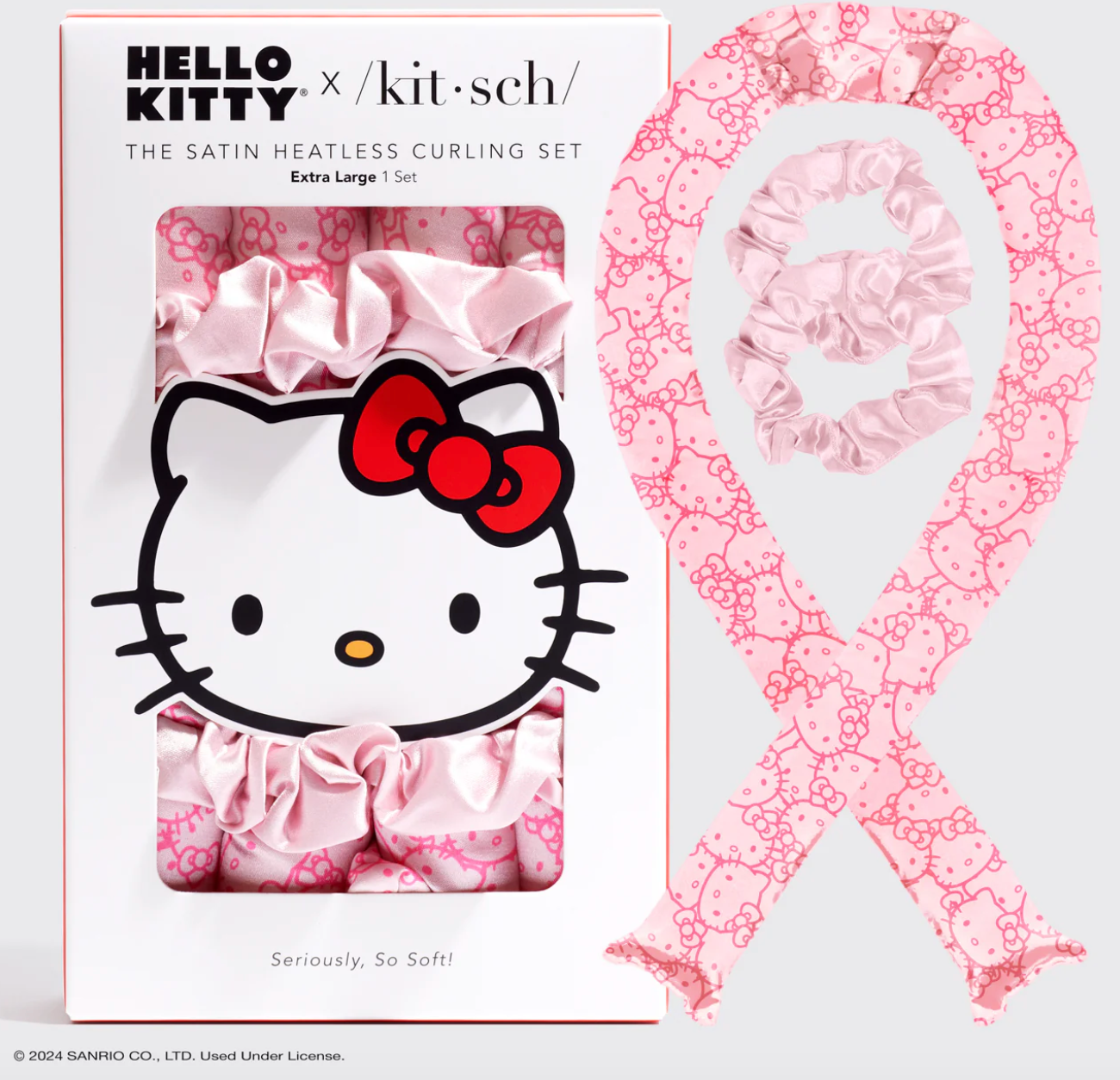 Hello Kitty x Kitsch XL Heatless Curling Set - Pink Hello Kitty Faces