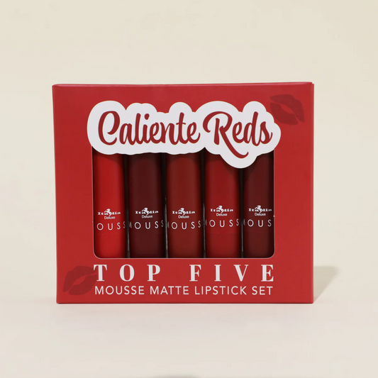 Italia Deluxe Top Five 5-PCS Mousse Matte Lipstick Set - Caliente Reds
