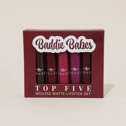 Italia Deluxe Top Five 5-PCS Mousse Matte Lipstick Set - Baddie Babe