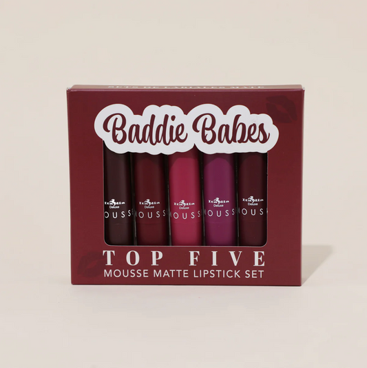 Italia Deluxe Top Five 5-PCS Mousse Matte Lipstick Set - Baddie Babe