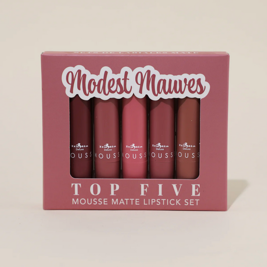 Italia Deluxe Top Five 5-PCS Mousse Matte Lipstick Set - Modest Mauve